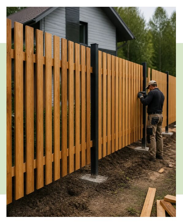 Установка деревянного забора в Малгобеке - от 2373 р. | ЗаборЭксеперт-Млг
